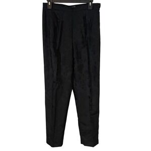 Josephine Chaus Black Floral Jacquard High Waisted Tapered Dress Pants Sz 8 NWT